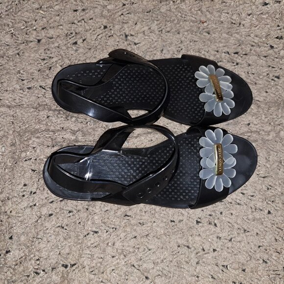 LEMON JELLY-Black Jelly-Daisy Slingback Sandals-Sz 37/7-Near Mint - Picture 6 of 7